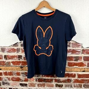 Psycho Bunny Shirt Size 3 XS Black Orange Pima Cotton Short Sleeve Logo Casual